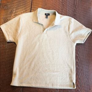 Forever 21 Men’s Sage Green Cream Polo Shirt Medium Minimal Neutral Casual